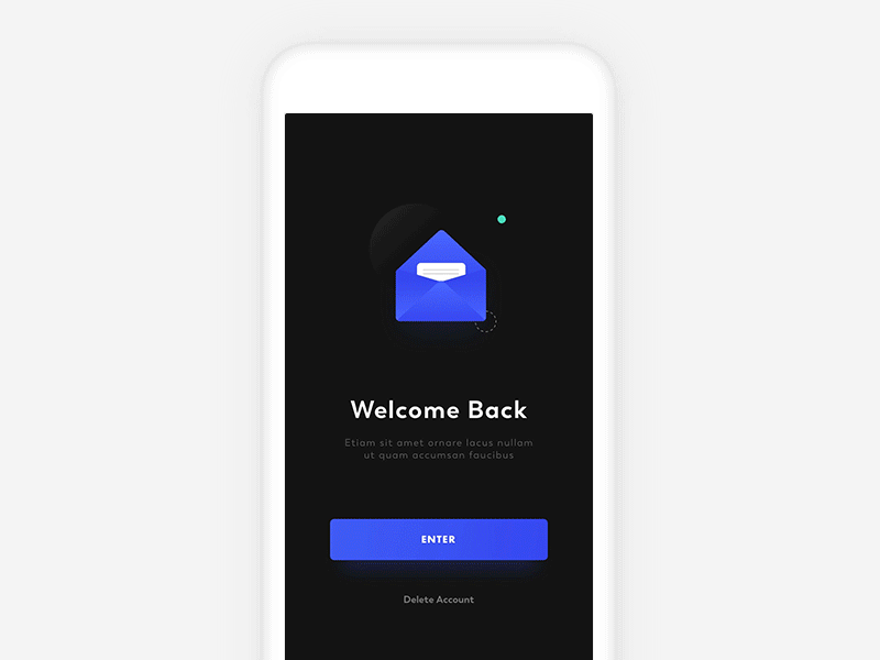 Mail Client Mobile Version animation app blue clean client dark design gradient mail mobile ui ux