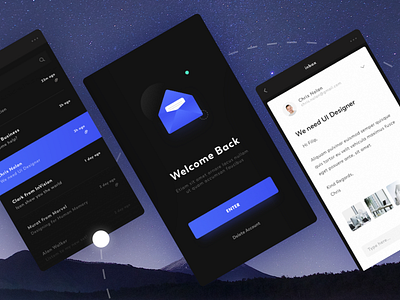 Mail Client app blue clean client dark design gradient mail mobile ui ux