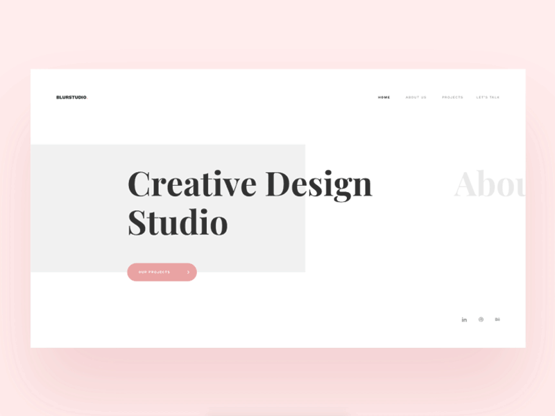 Design Studio Portfolio animation app blur clean minimal pink portfolio shadow typo ui ux white