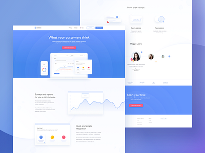 Statistics App Landing Page app blue chart clean colors design digital gradient graphic icons illustration landing page minimal mobile round shadow statistics ui ux white