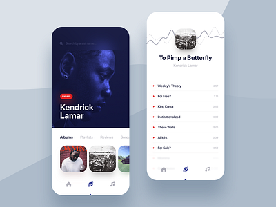 Music Discover App app application blue blur chart clean colors design digital gradient graphic minimal mobile music round shadow typography ui ux white