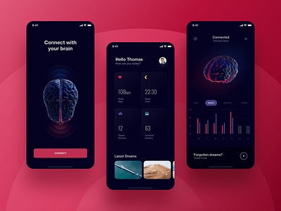 Sleepnote app blur chart clean dark dashboard design digital gradient graphic illustration minimal mobile night red round shadow typography ui ux