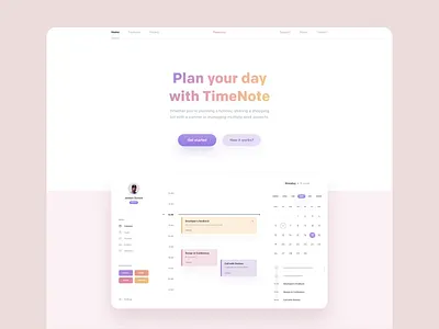 Timenote WWW - Redesign app application chart clean colors design digital gradient icon minimal round shadow task typography ui ux vector white