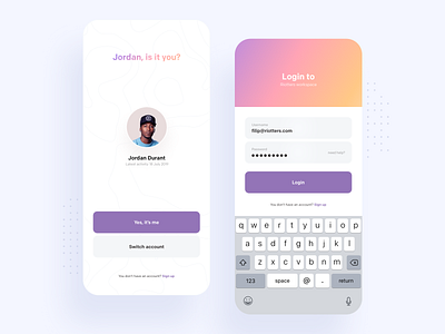 TimeNote - Login app application blue clean colors design digital gradient landing login minimal mobile round shadow sign in sign up typography ui ux white