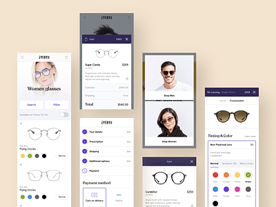 Eyebou - Eyeglasses Store - Mobile Version branding clean colors design glasses logo minimal mobile mobile app shop store ui ux white