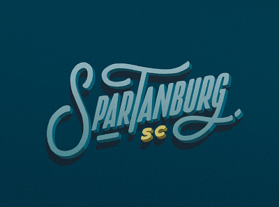Spartanburg SC illustration lettering logo type
