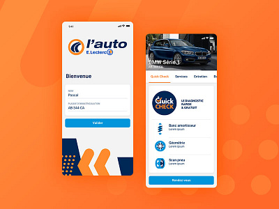 Auto Leclerc app brand design login screen mobile ui