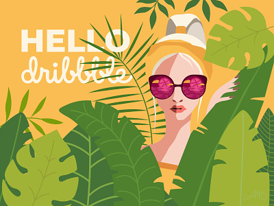Time to say,- "Hello Dribble!" hello dribbble hello dribble leaf summer tropic yellow