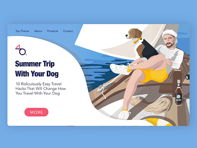 Pet-friendly Website Design beagle beatch boat captain dog dog illustration homepage lifestyle lifestyle illustration pet pet friendly sea summer travel trip website website design