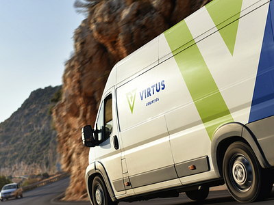 Virtus Logistics blue branding cars lime logistics logo transit transportation virtus voila