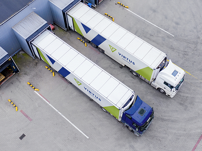 Virtus Logistics blue branding car cars design lime logistics logo spedition transport truck virtus