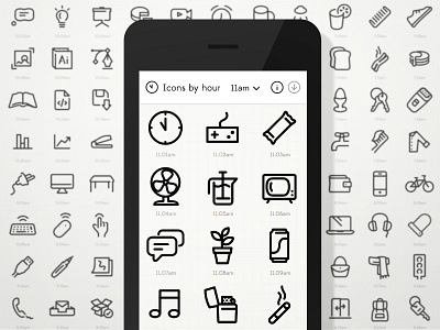 Icons by hour website launch icons illustrator minimal responsive scalable svg vector