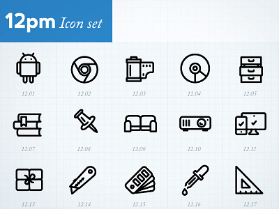 Minimal Icons by hour (12pm) by Joe Harrison on Dribbble