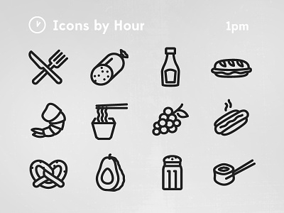 Minimal Icons by Hour: Lunchtime icons icons by hour illustrator minimal pictograms symbols vector