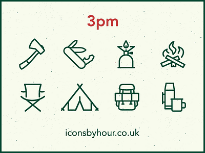 Icons by Hour - 3pm (Gone Camping) camping icons icons by hour illustrator minimal outdoors tent vector