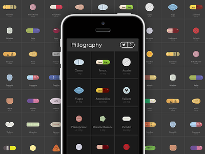 New Project: Pillography branding flat illustration medicine pharmaceuticals pillography pills responsive svg tablets