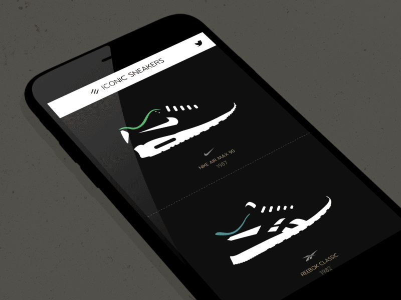 Iconic Sneakers animation flat design gif iconic sneakers illustration iphone minimal responsive website simpmle design sneaker design ui