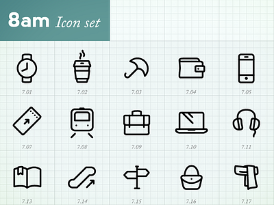 Minimal Icons by hour (8am) icons illustrator minimal vector