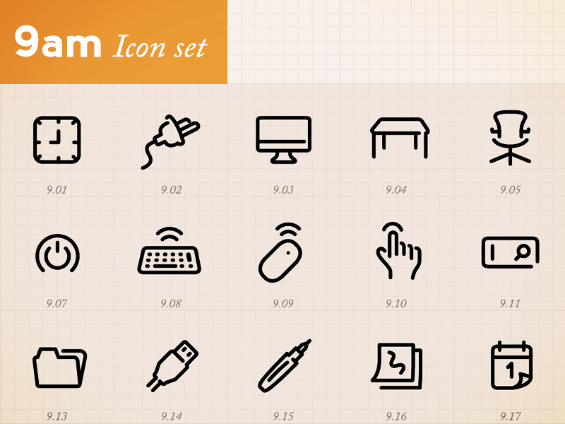 Icon set 9am