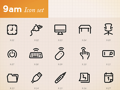 Minimal Icons by hour (9am) font icons illustrator minimal symbols vector
