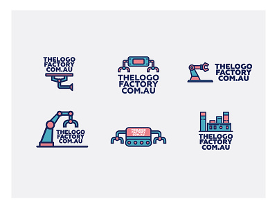 thelogofactory.com.au branding colors design factory flat icon logo logo design logodesign mechanical robot