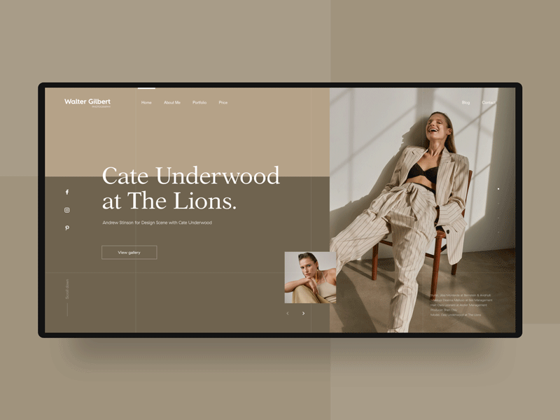 Photographer Portfolio Website Homepage Design animation fashion homepage interaction lines minimal photographer photography typography ui ux uxui webdesign website