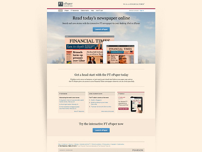 Ft ePaper clean design devices financial ft html landing page paper shadow site web website