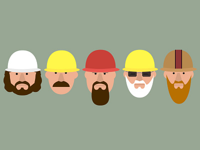 Gold Rush alaska beard black characters clean flat gold green icon illustration mine portfolio red rush website white yellow