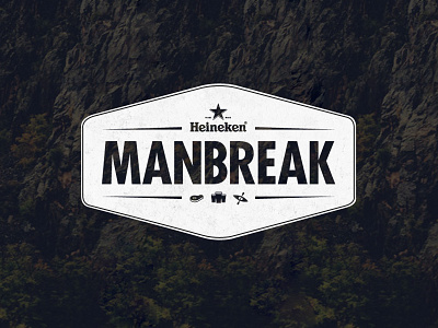 Heineken Manbreak Logo app beer branding canoe dark drink logo stamp texture white woodland