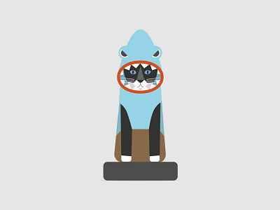 Shark Cat blue cat flat geometric icon illustration shark simple