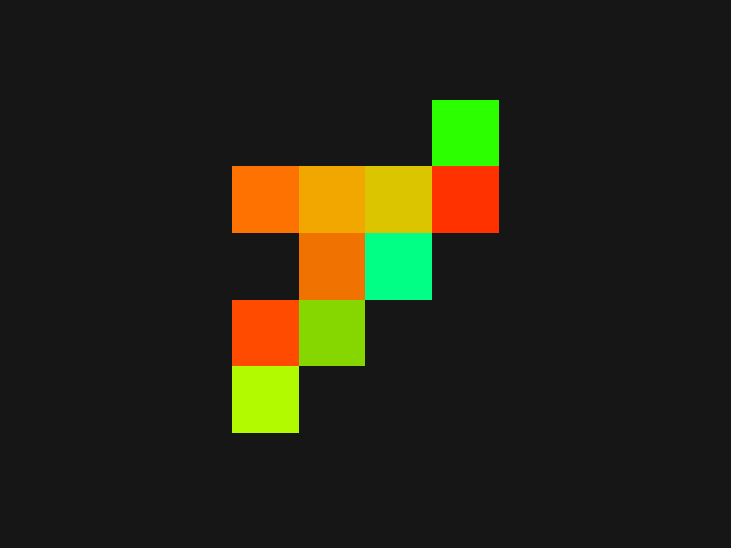 Phantom Pixels black branding bright colour geometric logo pixel square