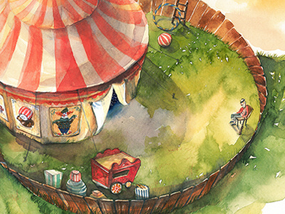 Watercolor illustration "Circus" books children circus illustration kids stories sunset watercolor