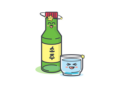 Soju (소주) characterdesign design flat icon illustration vector web