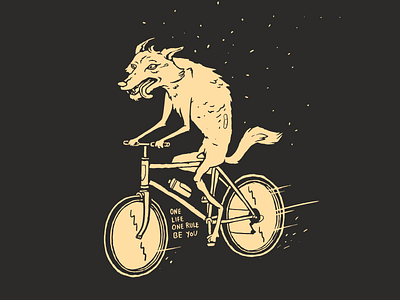One Life, One Rule: Be you bicycle cycling debut life oldschool retro t shirt vector vintage wolf