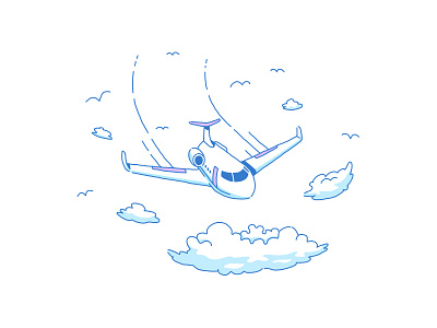 Audit website: Private jet illustration airplane clouds sky startup technology web