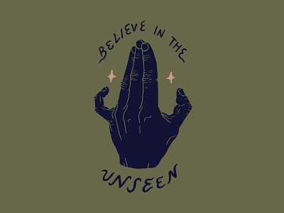 Believe in the unseen badge hand illustration