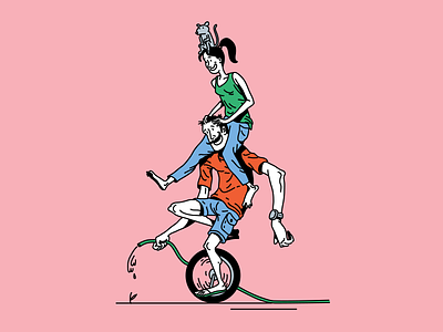 Unicycling bike couple girl mouse unicycle