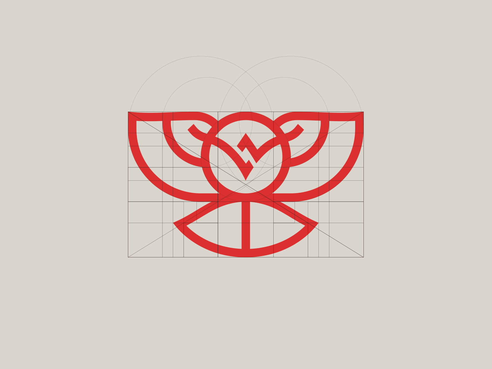 Symbol Construction Strigy Design brand branding golden ratio grid logo logo design logo process owl