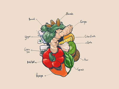 INMUNE FOOD design food food illustration foodie health heart illustration