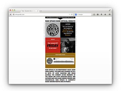 Rain Speaks Website Design indie music music music band musician web design website website design