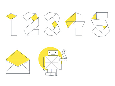 Paper Icons icons illustation numeral paper robot typogaphy