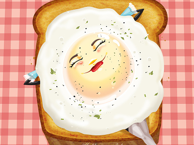 Easy Like Sunday Morning breakfast cute art egg egg on toast egg toast food food and beverage foodie illustration