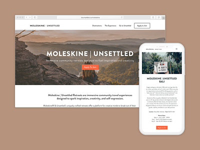 Moleskine x Unsettled branding community divi theme self development travel ui ux web design wordpress