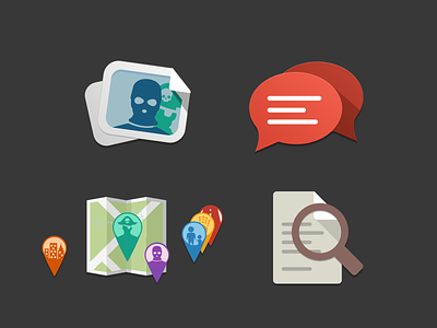 Localcrime Icons chat flat design icon icons map photo search