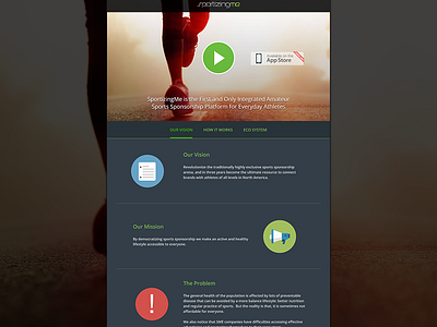Sportizingme Home app bootstrap flat design home landing page layout mobile one page sport ui web design website