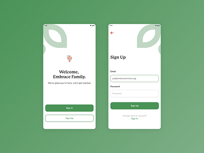 Embrace Ministry | Design Challenge: Sign Up Page
