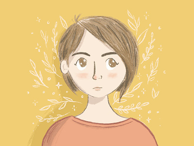 Self Portrait avatar commissions girl handmade illustration organic people person portrait procreate app sketch