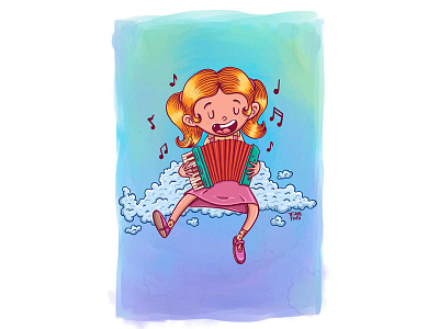Touching the clouds - Concertina illustration