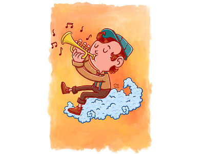 Touching the clouds - Trumpet illustration