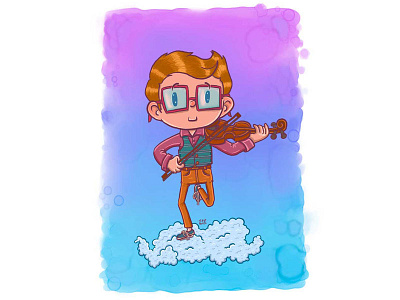 Touching the clouds - Violin illustration